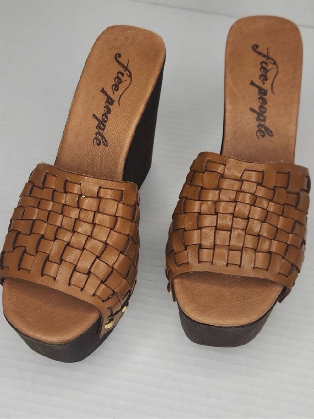 NWOB Free People Woven Leather Platform Sandals - Picture 2 of 5